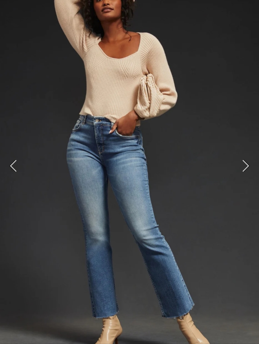 Pilcro The Yaya Midrise Stretch Kick Flared Crop Denim 33 Tall